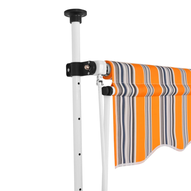 vidaXL kézzel feltekerhető napellenző kék-sárga csíkokkal 350 cm