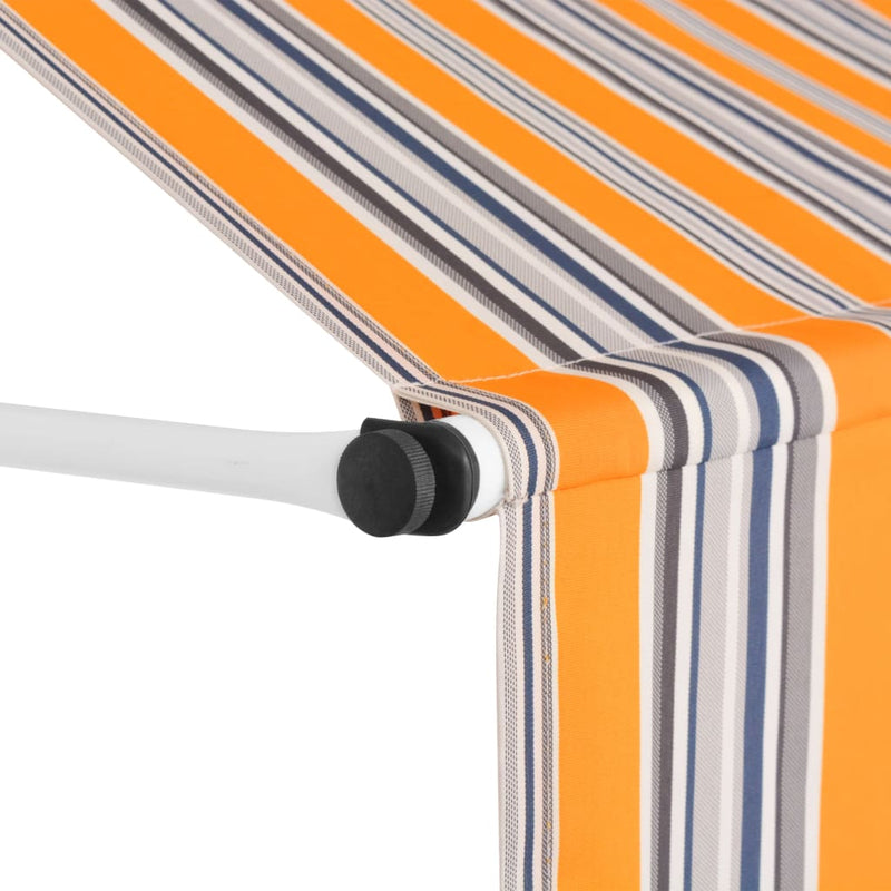 vidaXL kézzel feltekerhető napellenző kék-sárga csíkokkal 350 cm