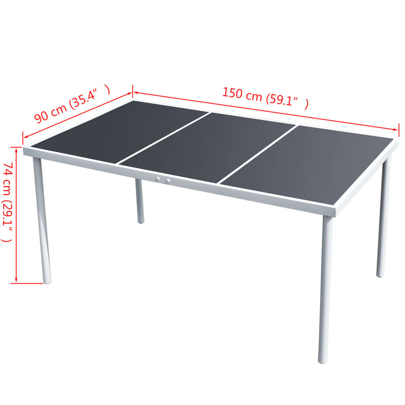 vidaXL fekete acél kerti asztal 150 x 90 x 74 cm