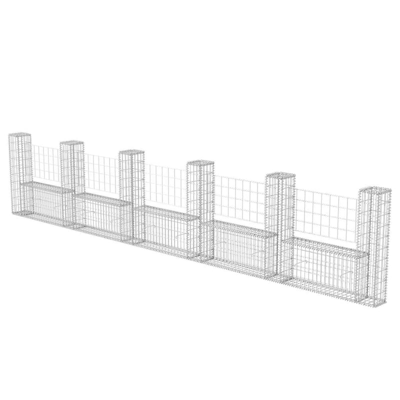 vidaXL U-alakú horganyzott acél gabion kosár 570 x 20 x 100 cm