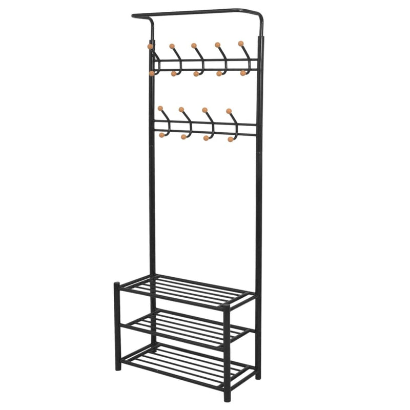 vidaXL Fekete ruhaállvány cipőtárolóval 68x32x182,5 cm