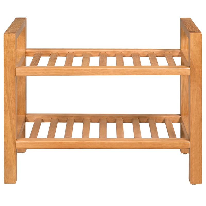 vidaXL tömör tölgyfa cipőtartó 2 polccal 50 x 27 x 40 cm