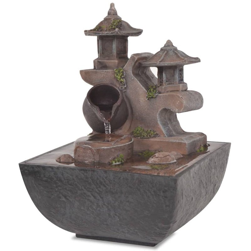 vidaXL Beltéri szökőkút LED-megvilágítással, polyresin