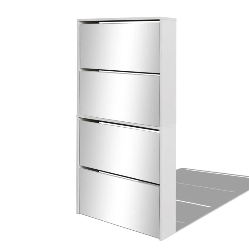 vidaXL fehér 4 szintes tükrös cipőszekrény 63 x 17 x 134 cm