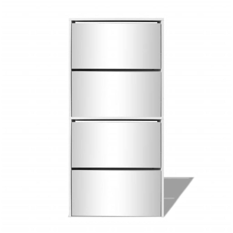 vidaXL fehér 4 szintes tükrös cipőszekrény 63 x 17 x 134 cm