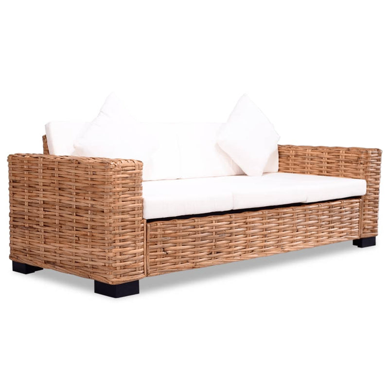 vidaXL 3-személyes természetes rattan kanapé