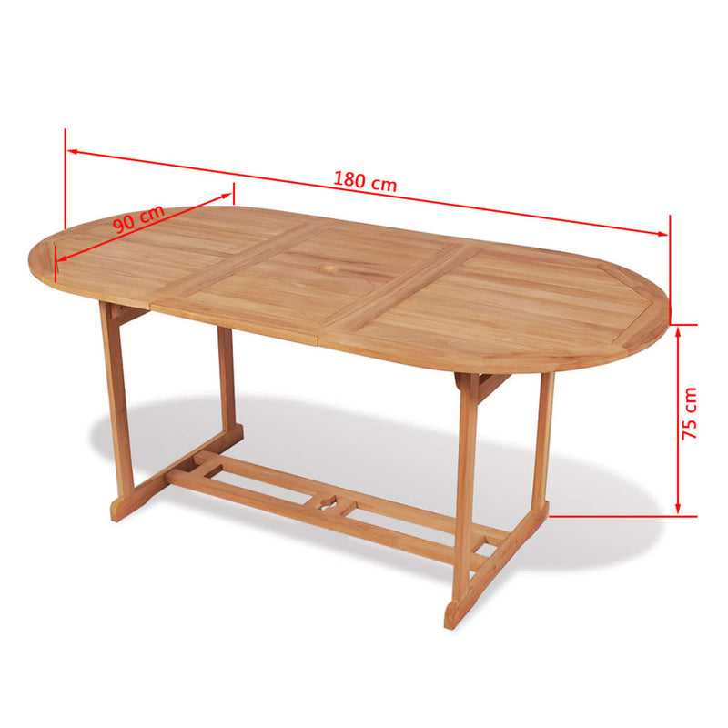 vidaXL tömör tíkfa kerti asztal 180 x 90 x 75 cm