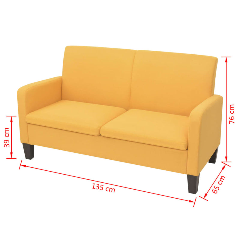 vidaXL 2 személyes sárga kanapé 135 x 65 x 76 cm