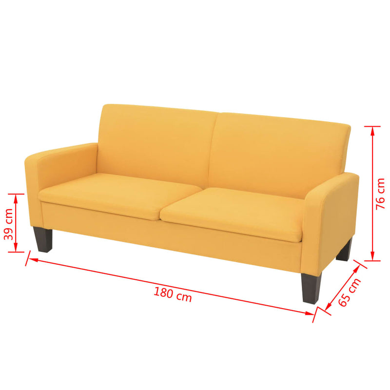 vidaXL 3-személyes sárga kanapé 180 x 65 x 76 cm