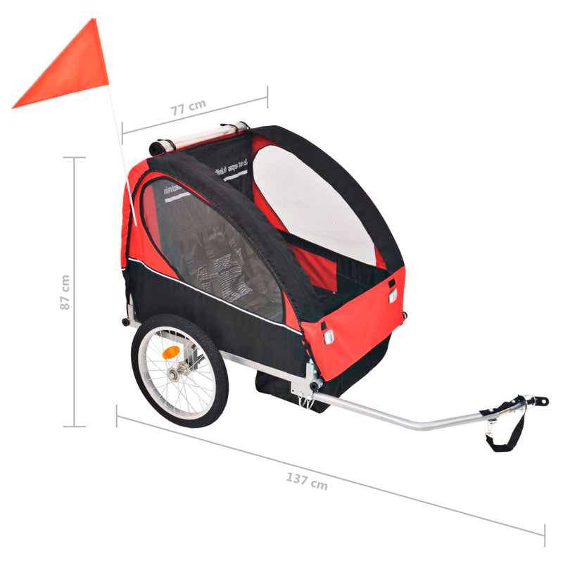 vidaXL piros és fekete kerékpár-utánfutó 30 kg
