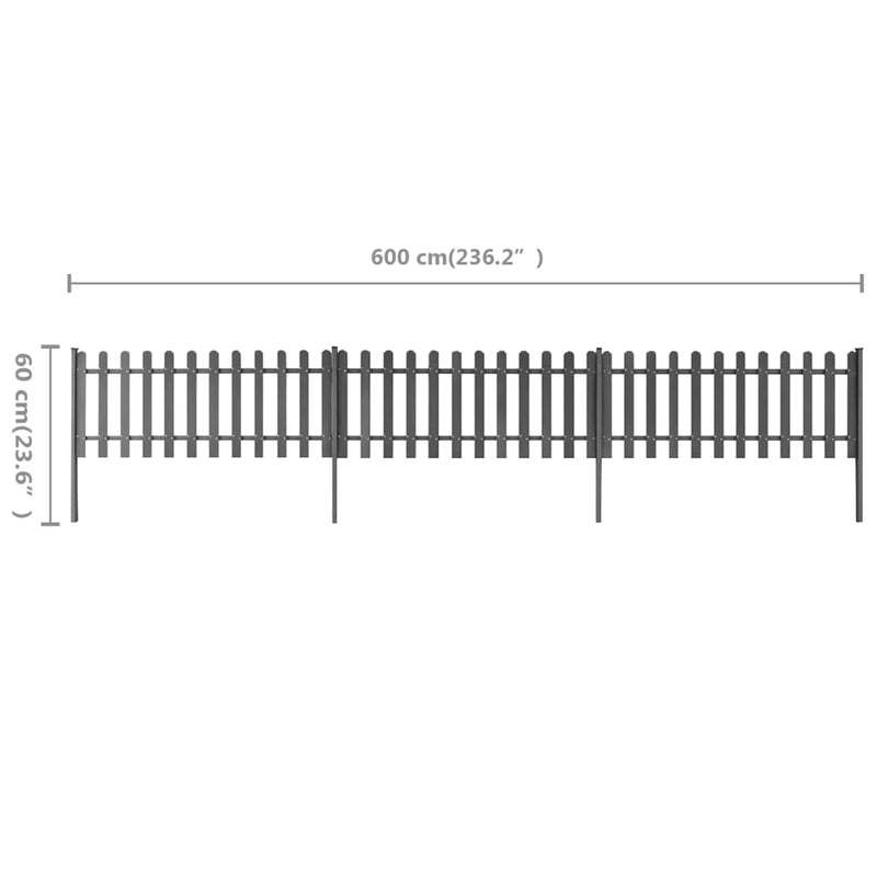 vidaXL 3 db WPC léckerítés oszlopokkal 600 x 60 cm