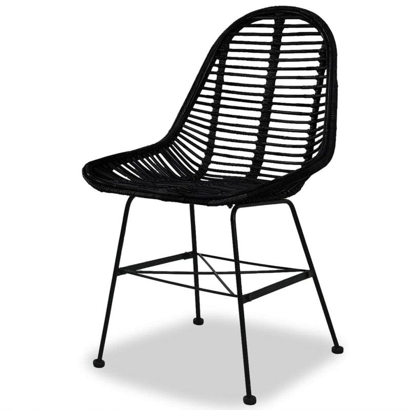 vidaXL 2 db fekete természetes rattan étkezőszék