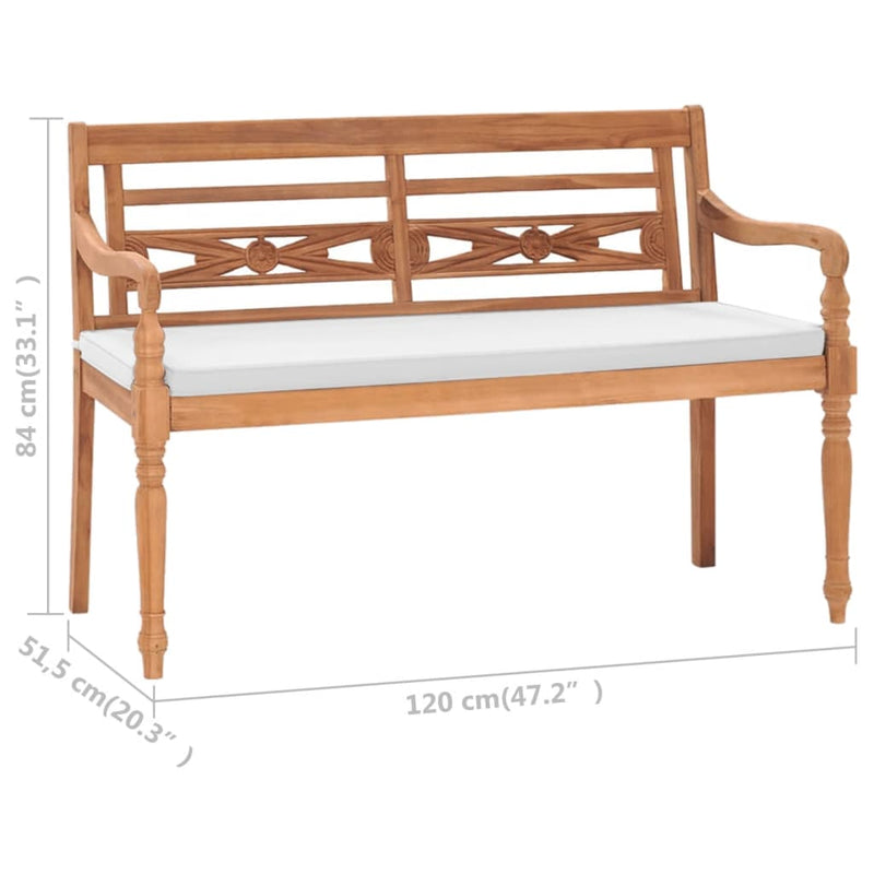 vidaXL tíkfa Batavia pad párnákkal 120 cm