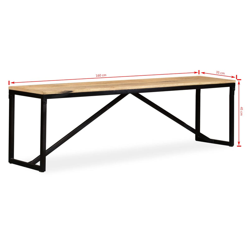 vidaXL tömör mangófa pad 160 x 35 x 45 cm