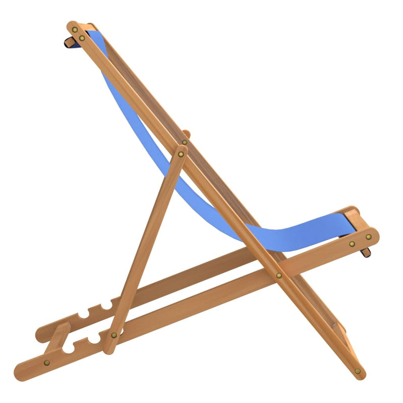 vidaXL kék tíkfa napozószék 56 x 105 x 96 cm
