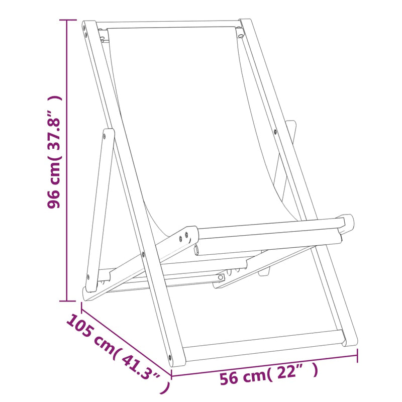vidaXL kék tíkfa napozószék 56 x 105 x 96 cm