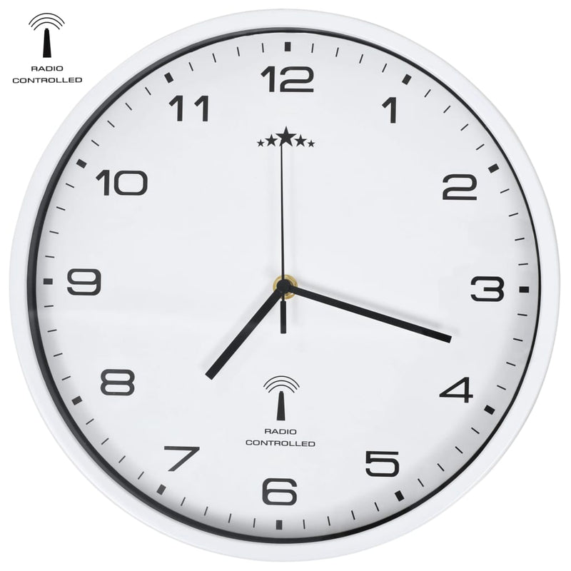 vidaXL fehér színű rádióvezérelt falióra kvarcszerkezettel 31 cm