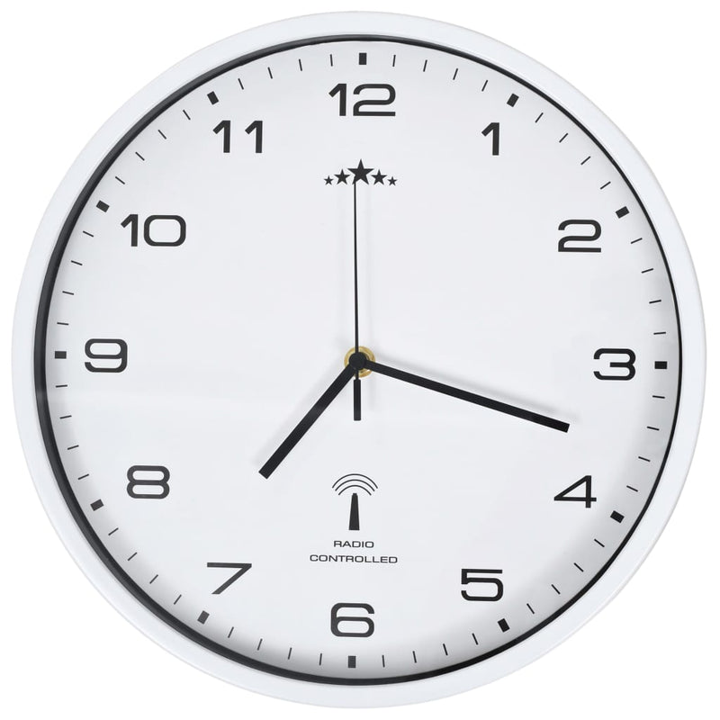 vidaXL fehér színű rádióvezérelt falióra kvarcszerkezettel 31 cm