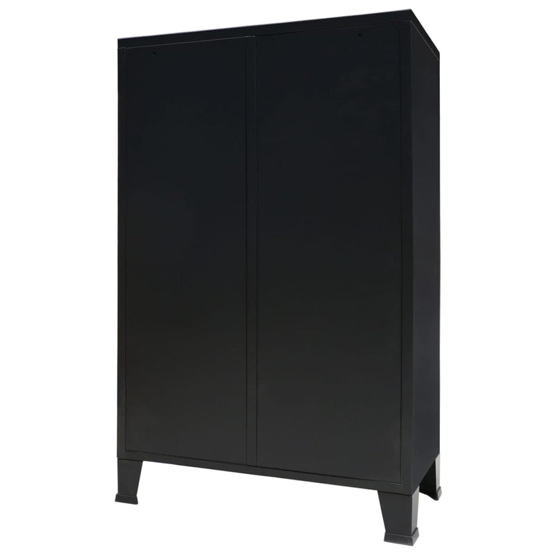 vidaXL ipari stílusú fekete fém ruhásszekrény 67 x 35 x 107 cm