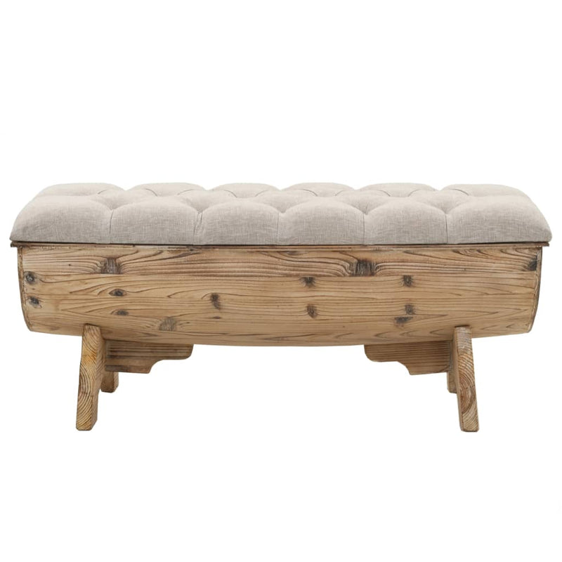 vidaXL tömör fa és szövet tárolópad 103 x 51 x 44 cm