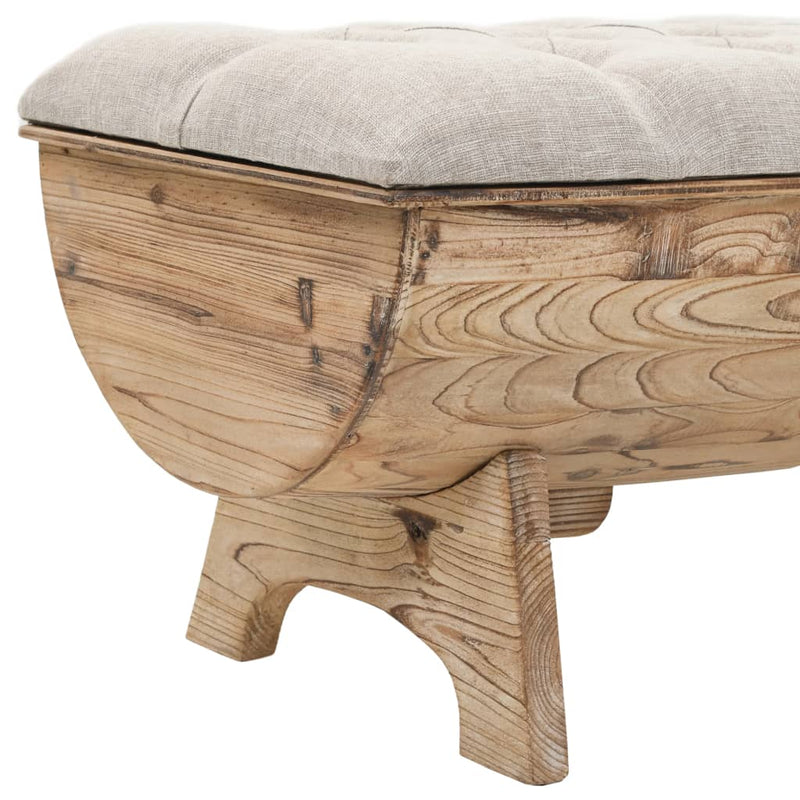 vidaXL tömör fa és szövet tárolópad 103 x 51 x 44 cm