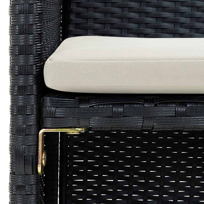 vidaXL fekete kétszemélyes polyrattan kerti kanapé párnákkal