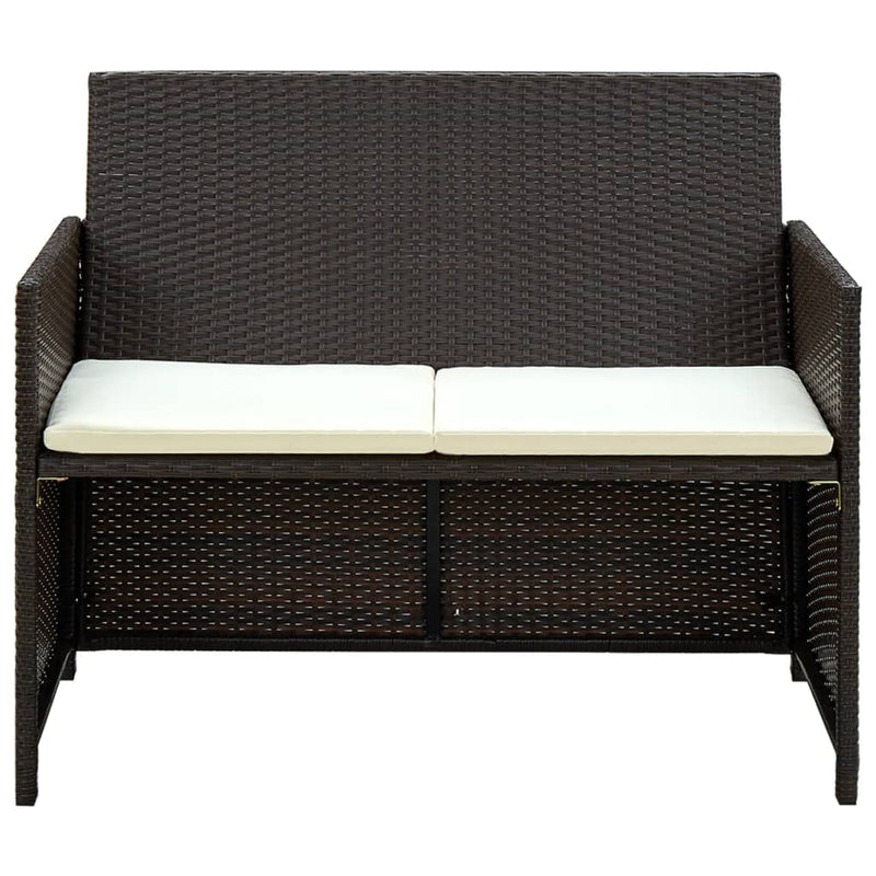 vidaXL barna kétszemélyes polyrattan kerti kanapé párnákkal