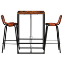 vidaXL 3 részes újrahasznosított tömör fa / valódi kecskebőr bárszett