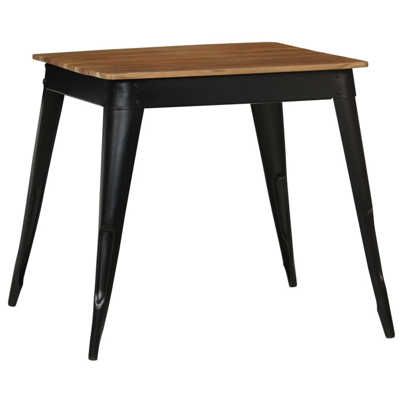 vidaXL tömör akácfa és acél étkezőasztal 75 x 75 x 76 cm
