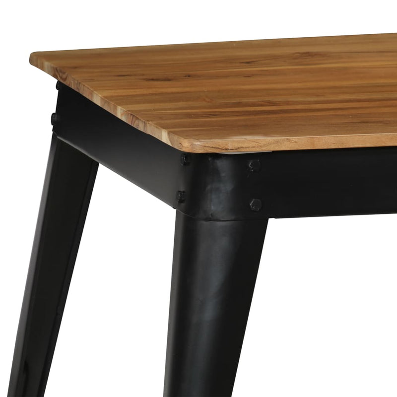 vidaXL tömör akácfa és acél étkezőasztal 75 x 75 x 76 cm