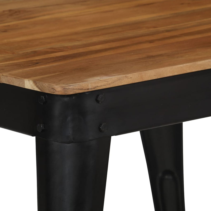 vidaXL tömör akácfa és acél étkezőasztal 75 x 75 x 76 cm