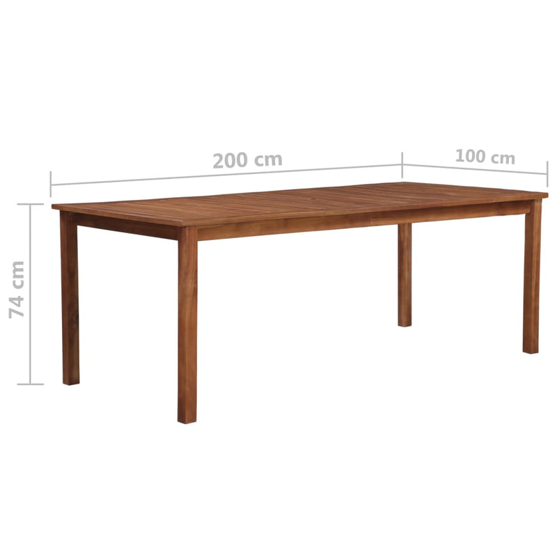 vidaXL tömör akácfa kerti asztal 200 x 100 x 74 cm