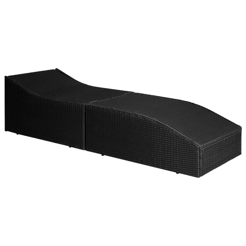 vidaXL fekete polyrattan napozóágy párnával