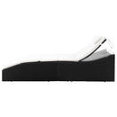 vidaXL fekete polyrattan napozóágy párnával