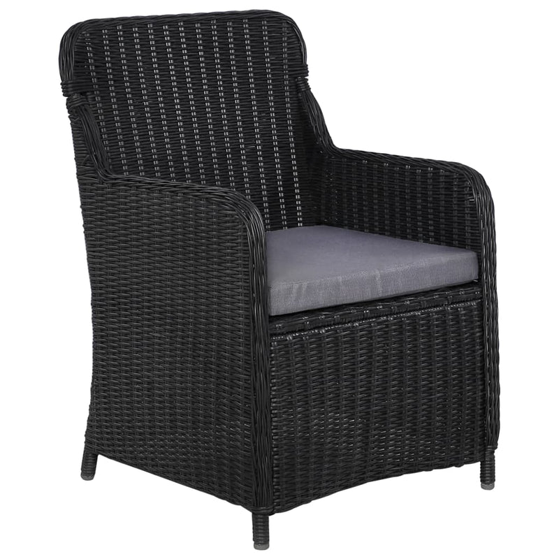 vidaXL 2 db fekete polyrattan kültéri étkezőszék párnával