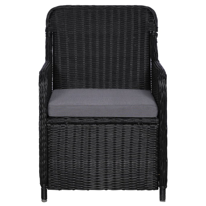 vidaXL 2 db fekete polyrattan kültéri étkezőszék párnával