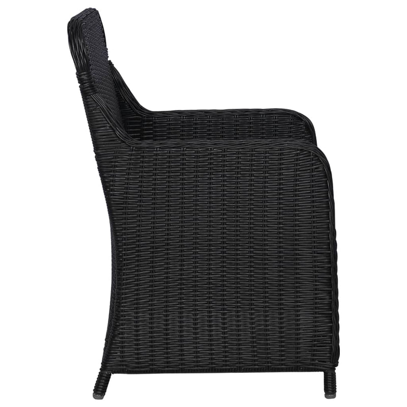 vidaXL 2 db fekete polyrattan kültéri étkezőszék párnával