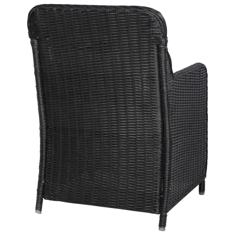 vidaXL 2 db fekete polyrattan kültéri étkezőszék párnával