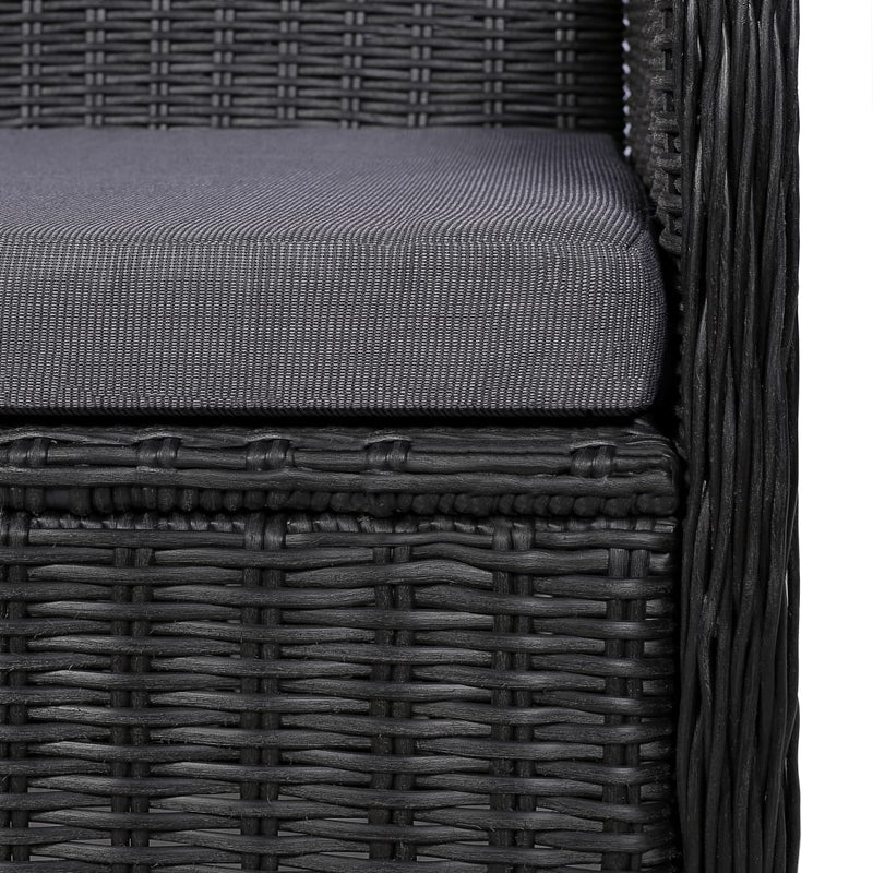 vidaXL 2 db fekete polyrattan kültéri étkezőszék párnával
