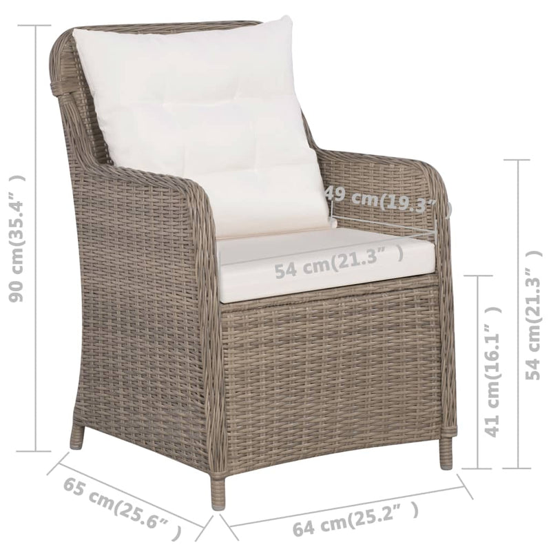 vidaXL 2 db barna polyrattan kültéri szék párnával