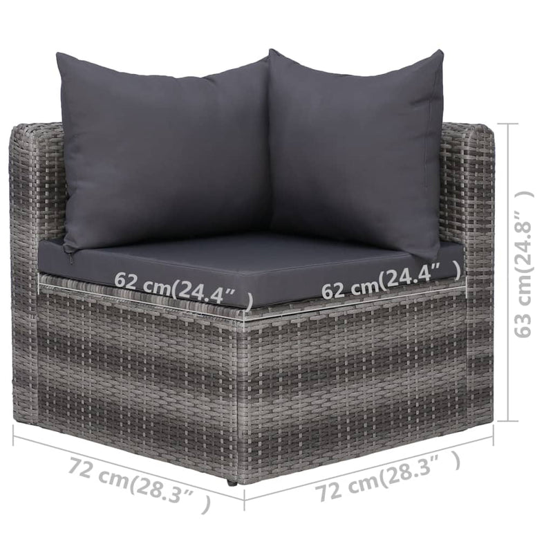 vidaXL 2 db szürke polyrattan kerti sarokkanapé