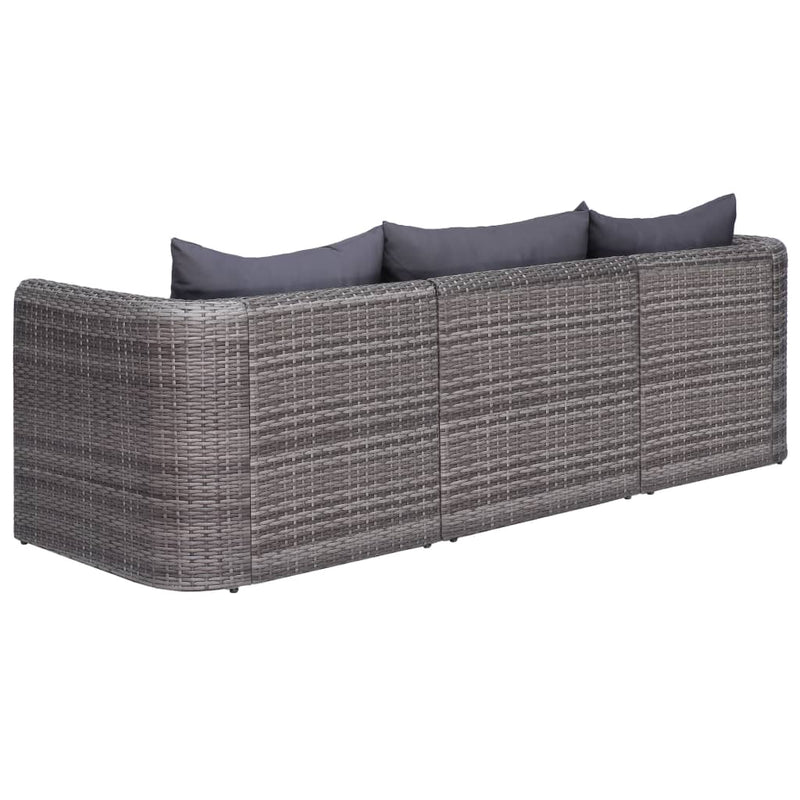 vidaXL 3-részes szürke polyrattan kerti ülőgarnitúra párnákkal