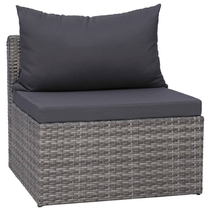 vidaXL 3-részes szürke polyrattan kerti ülőgarnitúra párnákkal