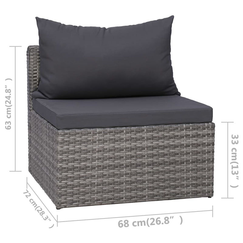 vidaXL 3-részes szürke polyrattan kerti ülőgarnitúra párnákkal