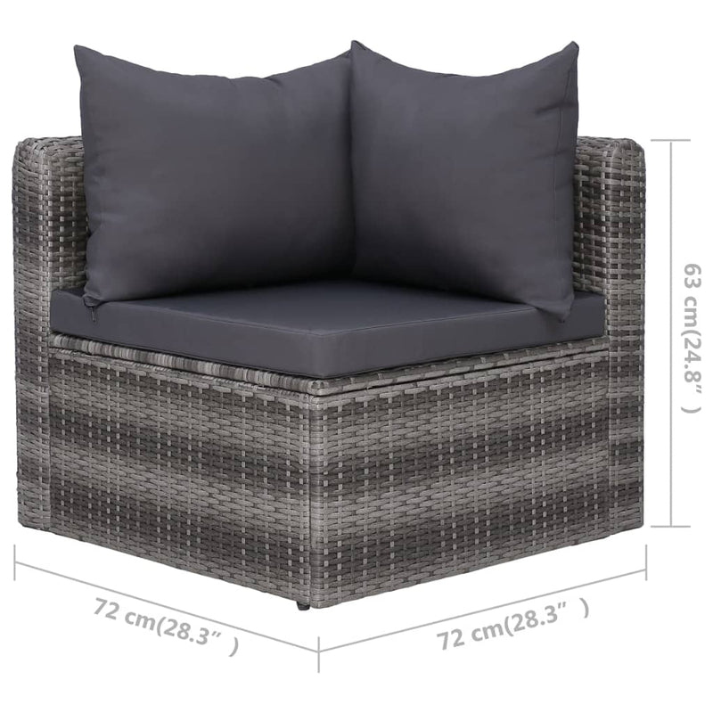 vidaXL 3-részes szürke polyrattan kerti ülőgarnitúra párnákkal