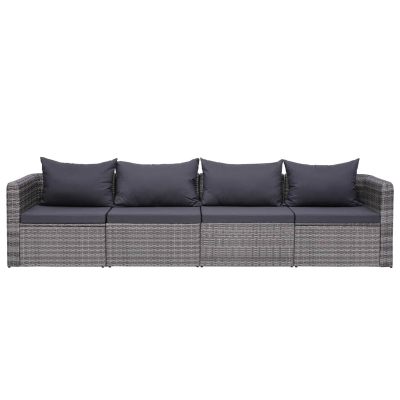 vidaXL 4-részes szürke polyrattan kerti ülőgarnitúra párnákkal