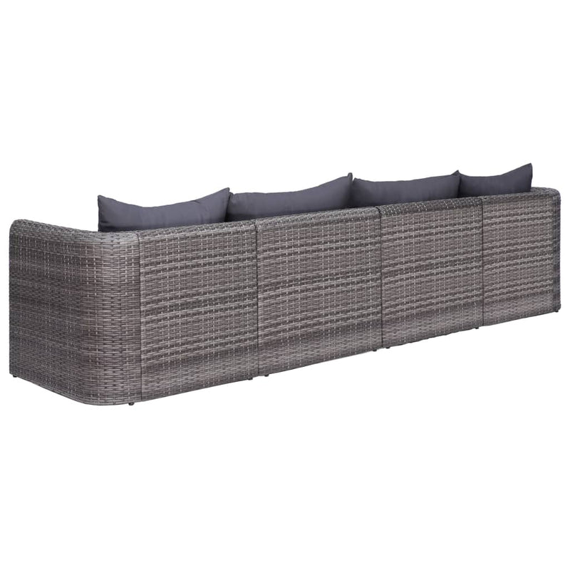 vidaXL 4-részes szürke polyrattan kerti ülőgarnitúra párnákkal