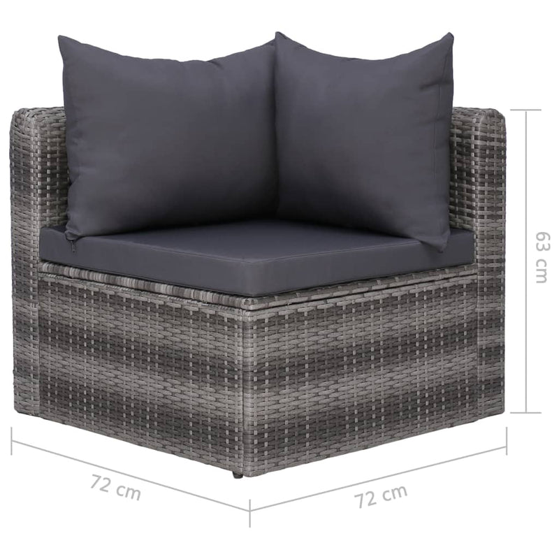 vidaXL 4-részes szürke polyrattan kerti ülőgarnitúra párnákkal