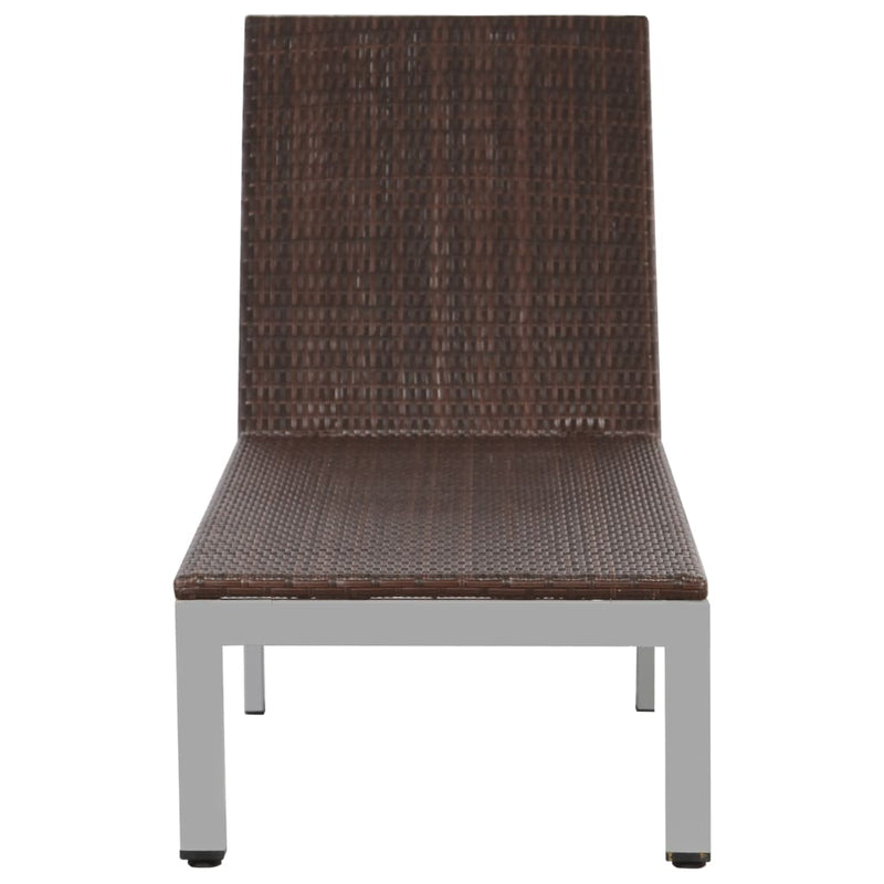 vidaXL barna polyrattan napozóágy kerekekkel