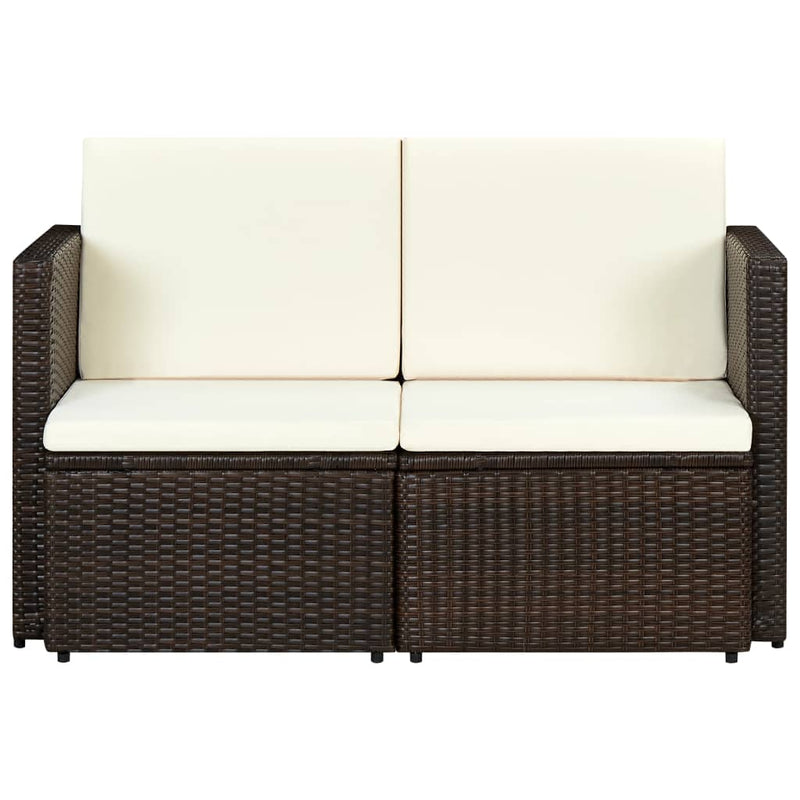 vidaXL barna kétszemélyes polyrattan kerti kanapé párnákkal